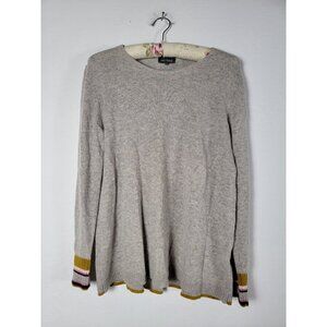 NEEDLE Womens 100% Cashmere Knit Pullover Sweater Large Gray Long Sleeve Cozy